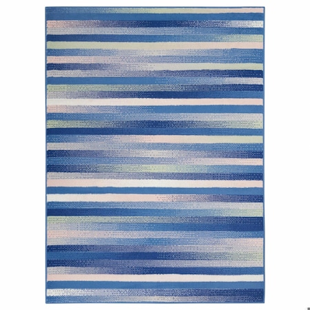 Homeroots 5 x 7 ft. Blue & Ivory Halftone Stripe Area Rug 385875